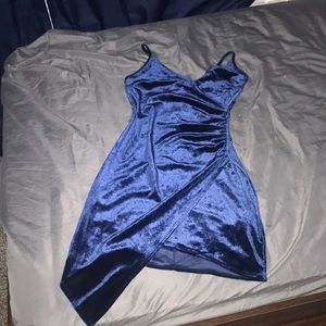 Velvet navy blue mini dress